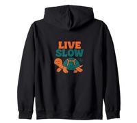 Live Slow Turtle Life Nature Vibes Retro Calm Aesthetic Zip Hoodie
