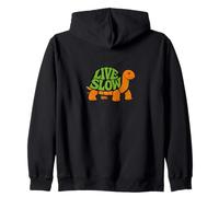 Live Slow Turtle Life Nature Vibes Retro Calm Aesthetic Zip Hoodie
