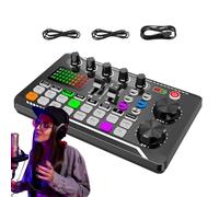 Live Sound Card Audio Mixer,LED Light Voice Changer Sound Card - Live Sound Board with Multiple Sound Effects for Karaoke, Streaming, Recording