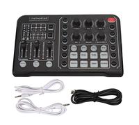 Live Sound Card Bluetooth 48V Large Diaphragm Noise Cancelling Sound Mixer Board with 15 Sound Effects for Phone Streaming Podcast Karaoke DJ USB Black