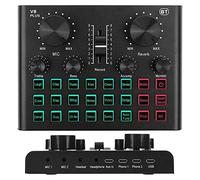 Live Sound Card, Mini Audio Sound Mixer Board with 15 Sound Effects, 4 Pitch Modes and 12 Auto-Tuning Keys, Bluetooth Voice Changer for Audio Recording Gaming B