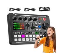 Live Sound Card with Dj Mixer Effects,LED Light Voice Changer Sound Card - 7 Recording Modes, 4 Sound Change Modes, Sound Effects Board for Streaming, Podcasting