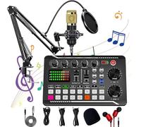 Live Sound Card with Dj Mixer Effects & Voice Changer, F998 Live Sound Card Audio Mixer, Sound Card for Live Streaming, 16 Special Effects Ambient Sounds, Professional Sound Board for Gaming (Set-D)