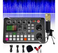 Live Sound Card with Dj Mixer Effects & Voice Changer, F998 Live Sound Card Audio Mixer, Sound Card for Live Streaming, 16 Special Effects Ambient Sounds, Professional Sound Board for Gaming (Set-B)