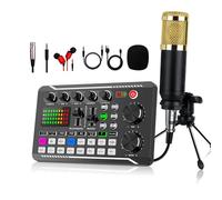 Live Sound Card with DJ Mixer Effects & Voice Changer, Live Sound Card Audio Mixer, Sound Card for Live Streaming, Podcast Equipment Bundle, Audio Mixer for Streaming/Podcasting/Gaming (B)
