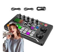 Live Sound Card with Dj Mixer Effects & Voice Changer - Podcast Production Studio Equipment - 7 Recording Modes, 4 Sound Change Modes, Sound Effects Board for Streaming, Podcasting