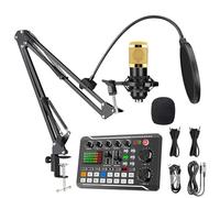 Live Sound Card with DJ Mixer Effects & Voice Changer, Voice Changer Sound Board for Xbox, Live Sound Card Audio Mixer for Streaming, Podcasting, Gaming (F998 sound card + BM800 cantilever kit)