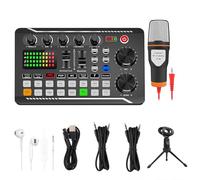 Live Sound Card with DJ Mixer Effects & Voice Changer, Voice Changer Sound Board for Xbox, Live Sound Card Audio Mixer for Streaming, Podcasting, Gaming (F998 Sound Card + Microphone Kit)