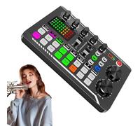 Live Streaming Sound Card - Sound Card Audio Mixer, F998 Live Sound Card with LED Light | 9.49x5.55x1.85 inch Music Production Equipment, Audio Mixer
