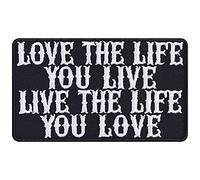 Live The Life You Love - Embroidered Iron on Patch for Motivation, Influencer | Inspiring Sayings Sew on or Iron on Applique Patches Badge Sticker for All Fabrics | 85X50 mm