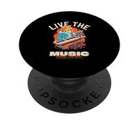 Live The Music Dance The Beat (Funny Cat Graphic) PopSockets Adhesive PopGrip
