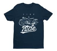 Live to Ride - Biker - Funny Graphic Men's T-Shirt - Casual Printed Tee - Great Gift for Dad, Husband or Brother - Blue - 4XL