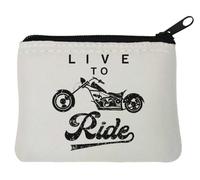 Live to Ride Neoprene Coin Purse Pouch 10x11cm White