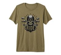 Live to Ride Ride to Live Motorcycle Skull Biker Rebel Premium T-Shirt, Men, Olive, Large