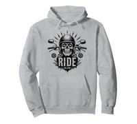 Live to Ride Ride to Live Motorcycle Skull Biker Rebel Pullover Hoodie, Adult Unisex, Heather Grey, L
