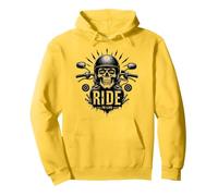 Live to Ride Ride to Live Motorcycle Skull Biker Rebel Pullover Hoodie, Adult Unisex, Lemon, L