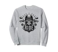 Live to Ride Ride to Live Motorcycle Skull Biker Rebel Sweatshirt, Adult Unisex, Heather Grey, L