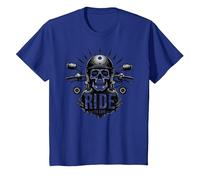 Live to Ride Ride to Live Motorcycle Skull Biker Rebel T-Shirt, Kids, Royal Blue, 8 Years