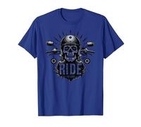 Live to Ride Ride to Live Motorcycle Skull Biker Rebel T-Shirt, Men, Royal Blue, Medium