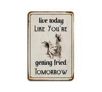Live Today Like You’Re Getting Fried Tomorrow Vintage Look Tin 12X8 Inch Decoration Plaque Sign for Club Farmhouse Pig Farming Wall Decor