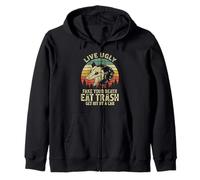 Live Ugly Fake Your Death Eat Trash Get Hit By A Car Opossum Zip Hoodie