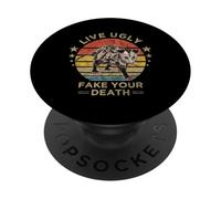 Live Ugly Fake Your Death Eat Trash Retro Vintage Opossum PopSockets Adhesive PopGrip