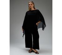 Live Unlimited London Asymmetric Slash Neck Cape Top Black