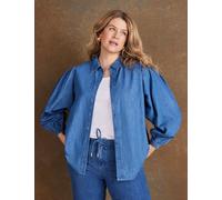 Live Unlimited London Denim Collared Button Through Shirt Blue
