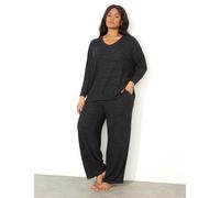 Live Unlimited London female Jersey Elasticated Waist Wide Leg Trousers - 22 - Grey, Grey