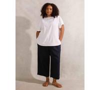 Live Unlimited London female Linen Blend Wide Leg Cropped Trousers - 20 - Navy, Navy,Black