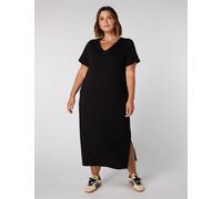 Live Unlimited London female Pure Cotton V-Neck Midaxi T-Shirt Dress - 22 - Black, Black,Navy