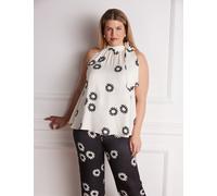 Live Unlimited London Floral Print Bow Halter Neck Top White