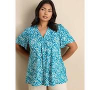 Live Unlimited London Floral V-Neck Blouse Green