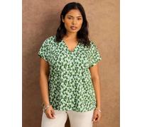 Live Unlimited London Floral V-Neck Top Green