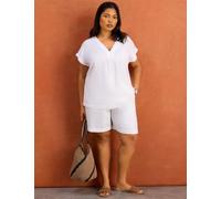 Live Unlimited London Linen Blend High Waisted Shorts White