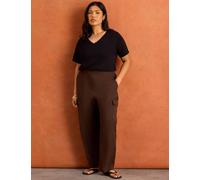 Live Unlimited London Lyocell Rich Utility Straight Leg Trousers Dark Brown
