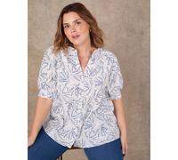 Live Unlimited London Print Button Through Blouse White