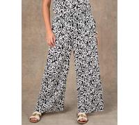 Live Unlimited London Printed Drawstring Wide Leg Trousers White/Black