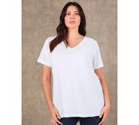 Live Unlimited London Pure Cotton V-Neck Longline T-Shirt White