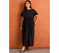 Live Unlimited London Slash Neck Midaxi Waisted Dress Black