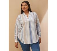 Live Unlimited London Striped Collared Pleat Detail Shirt White