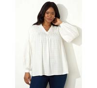 Live Unlimited London V-Neck Pintuck Blouse Ivory