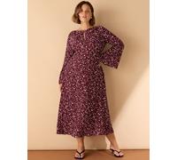 Live Unlimited London Women's Spot Print Twist Neck Keyhole Midaxi Tea Dress - 22 - Purple, Purple