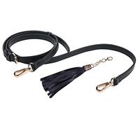 Live Up Full Grain Genuine Leather Adjustable Replacement Strap for Cross Body Bag Purse, 43-51 Inches, 4# Black-gold Buckles With Tassel, 1/2" x43"-51"(WxL)