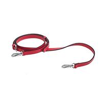 LIVE UP Full Grain Purse Strap Genuine Leather Replacement for Cross Body Bag Handbags, Red-silver Metal, 1/2" x43"-51"(WxL)