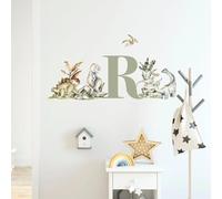 Live Vida Dinosaur Land Personalised Initial Wall Sticker Set - Watercolour Dinosaurs & Custom Letter for Kids Bedroom, Nursery & Playroom Decor - Easy Peel & Stick Wall Art