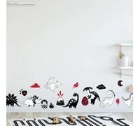Live Vida Dinosaur Sensory Textile Wall Sticker Set - High Contrast Black and White Nursery Décor - Stimulate Baby’s Vision Development - PVC-Free Reusable Wall Art - Fun Dinosaur Designs