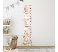 Live Vida Flower Bunnies Height Chart Wall Sticker - Pink
