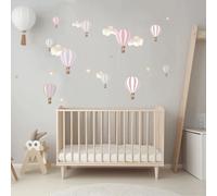 Live Vida Hot Air Balloons Wall Stickers A4 - Pink & Grey