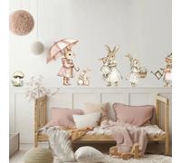 Live Vida Rabbit Textile Wall Sticker Set - Pink